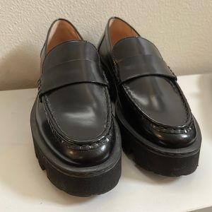 Leather Loafers like NEW - H&M Black Platform Chunky Loafers